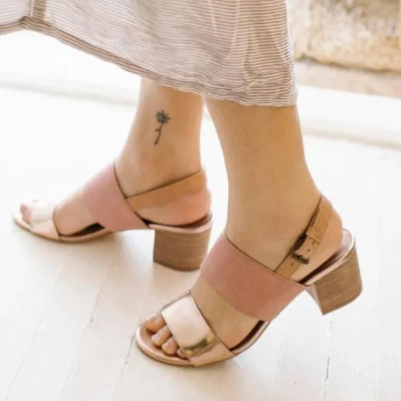 Toms Shoes Toms Poppy Sandals Rose Gold TOMS Poppy Leather Heeled